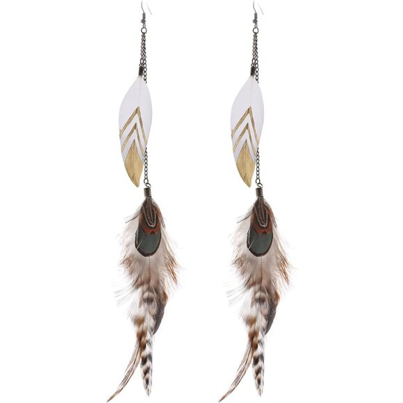 Jewelry - Handmade Boho Feather Earrings for Women - Lightweight & Colorful Dangle Design